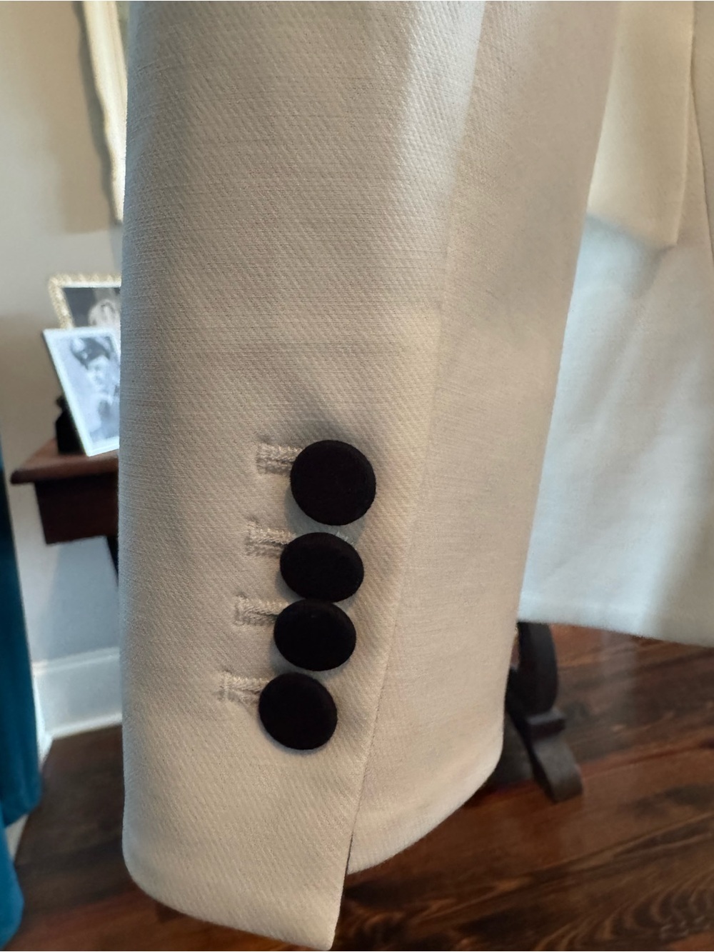 White House Black Market White Blazer with Black Floral Appliqué - Picture 7 of 13